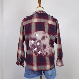vintage style plaid flannel hand dye with stars